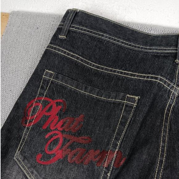 Phat Farm Jeans Vintage Men 36X33 Black Fade Baggy Wide Leg Hip Hop Skater Dream - Picture 9 of 15